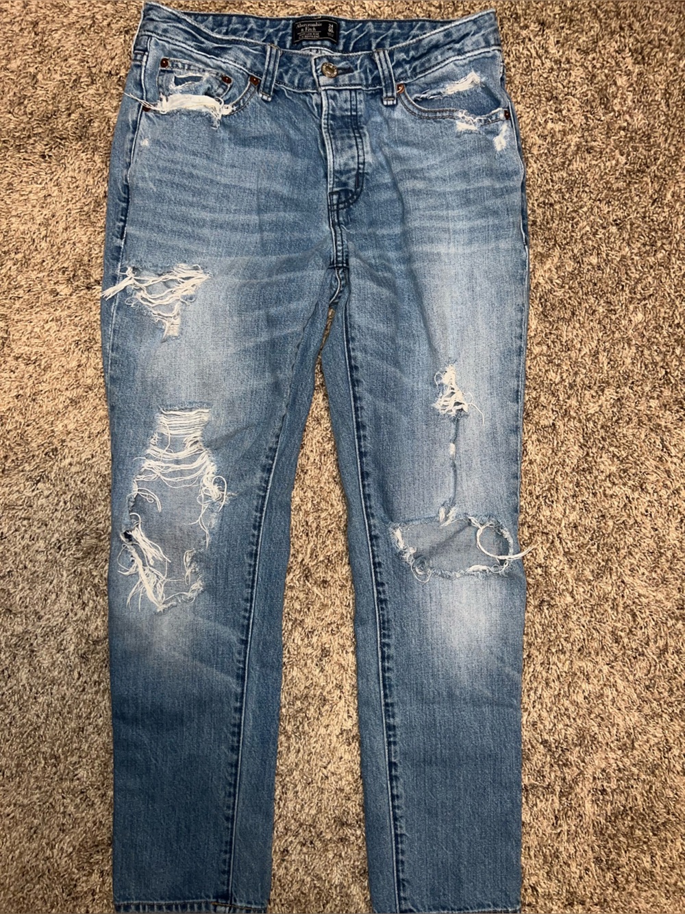 Women’s 24 Abercrombie & Fitch Distressed Light Blue Boyfriend Mom Jeans Y2K